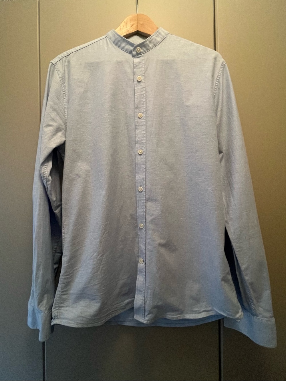 Classic Light Blue mandarin collar Button Down Shirt